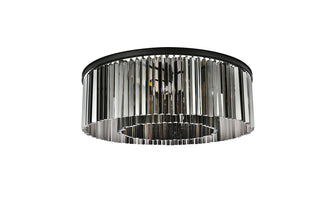 Sydney 10 light Matte Black Flush Mount Silver Shade (Grey) Royal Cut Crystal