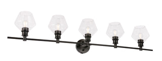 Gene 5 light Black and Clear glass Wall sconce