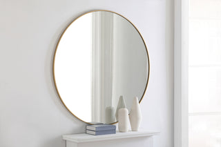 Metal frame Round Mirror 48 inch Brass finish