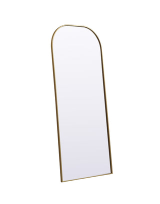 Metal Frame Arch Full Length Mirror 28x66 Inch in Brass