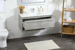 40 inch Single bathroom vanity in concrete grey with backsplash