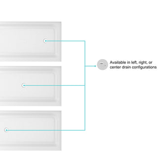 60x36 inch Single threshold shower tray left drain in glossy white
