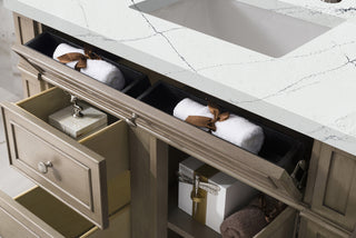 36 Inch Bristol Freestanding Vanity in Whitewashed Walnut / Ethereal Noctis Top