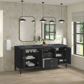 72 Inch Myrrin Freestanding Vanity in Carbon Oak / Charcoal Soapstone Top