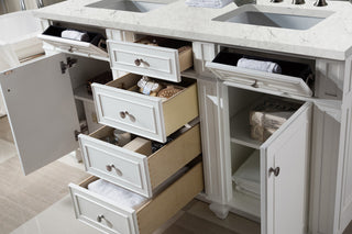 60 Inch Bristol Freestanding Vanity in Bright White / Eternal Jasmine Pearl Top