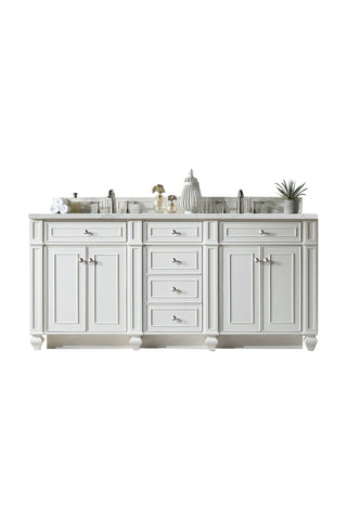 72 Inch Bristol Freestanding Vanity in Bright White / Ethereal Noctis Top