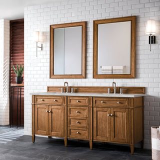 72 Inch Brittany Freestanding Vanity in Saddle Brown / Victorian Silver Top