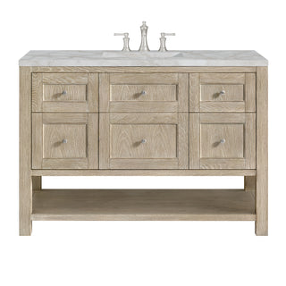 48 Inch Breckenridge Freestanding Vanity in Whitewashed Oak / Victorian Silver Top