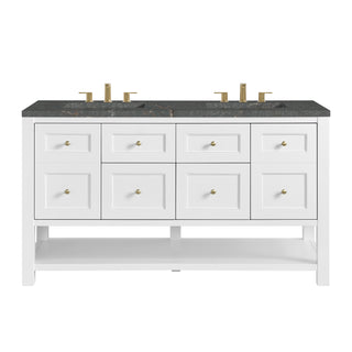 60 Inch Breckenridge Freestanding Vanity in Bright White / Parisien Bleu Top