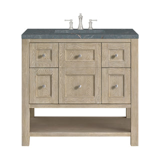 36 Inch Breckenridge Freestanding Vanity in Whitewashed Oak / Parisien Bleu Top