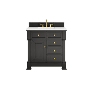 36 Inch Brookfield Freestanding Vanity in Black Onyx / White Zeus Top
