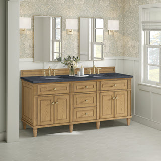 72 Inch Lorelai Freestanding Vanity in Light Natural Oak / Charcoal Soapstone Top
