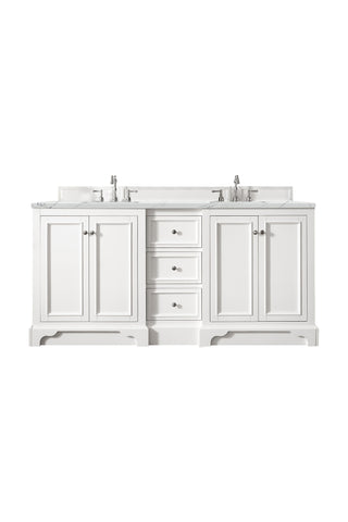 73.25 Inch De Soto Freestanding Vanity in Bright White / Ethereal Noctis Top