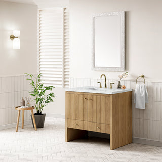 36 Inch Hudson Freestanding Vanity in Light Natural Oak / Ethereal Noctis Top