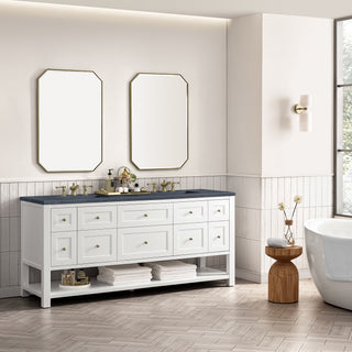72 Inch Breckenridge Freestanding Vanity in Bright White / Charcoal Soapstone Top