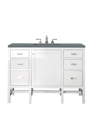 48 Inch Addison Freestanding Vanity in Glossy White / Cala Blue Top