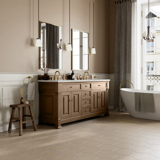 72 Inch Brookfield Freestanding Vanity in Pecan / Ethereal Noctis Top