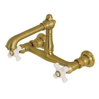 English Country Wall-Mount Bathroom Faucet in Brushed Brass