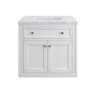 30 Inch Chicago Freestanding Vanity in Glossy White / Carrara White Top