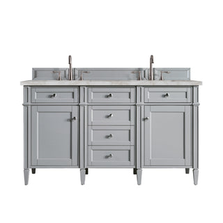 60 Inch Brittany Freestanding Vanity in Urban Gray / Victorian Silver Top