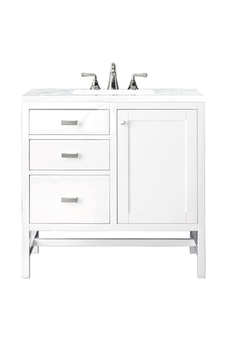 36 Inch Addison Freestanding Vanity in Glossy White / Arctic Fall Top