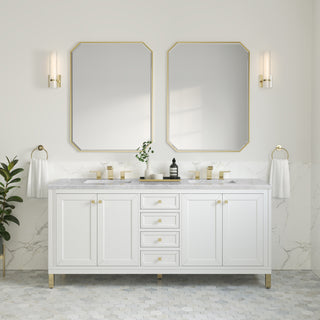 72 Inch Chicago Freestanding Vanity in Glossy White / Carrara White Top