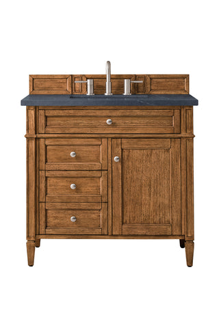 36 Inch Brittany Freestanding Vanity in Saddle Brown / Charcoal Soapstone Top