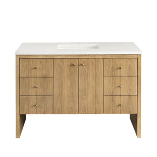 48 Inch Hudson Freestanding Vanity in Light Natural Oak / White Zeus Top