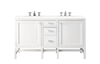 60 Inch Addison Freestanding Vanity in Glossy White / White Zeus Top