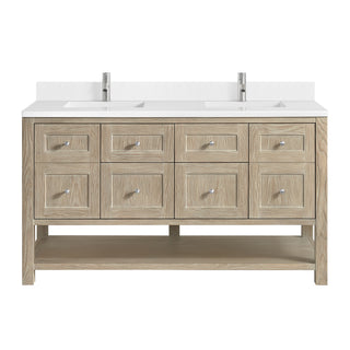 60 Inch Breckenridge Freestanding Vanity in Whitewashed Oak / White Zeus Top