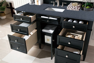 60 Inch Brittany Freestanding Vanity in Black Onyx / Charcoal Soapstone Top