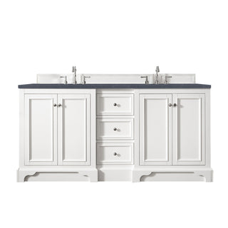 73.25 Inch De Soto Freestanding Vanity in Bright White / Charcoal Soapstone Top