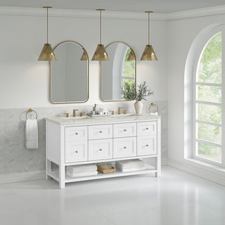 60 Inch Breckenridge Freestanding Vanity in Bright White / Victorian Silver Top