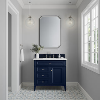 36 Inch Brittany Freestanding Vanity in Victory Blue / White Zeus Top