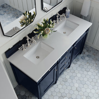 60 Inch Brittany Freestanding Vanity in Victory Blue / White Zeus Top