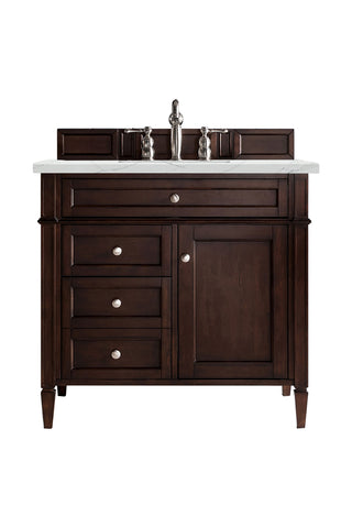 36 Inch Brittany Freestanding Vanity in Burnished Mahogany / Ethereal Noctis Top