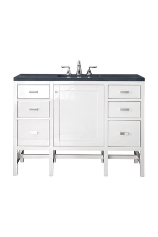 48 Inch Addison Freestanding Vanity in Glossy White / Charcoal Soapstone Top