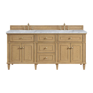 72 Inch Lorelai Freestanding Vanity in Light Natural Oak / Carrara White Top