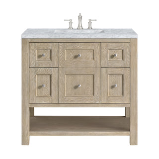 36 Inch Breckenridge Freestanding Vanity in Whitewashed Oak / Carrara White Top