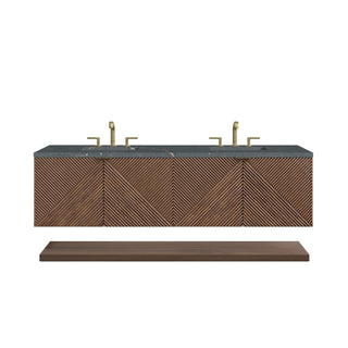 72 Inch Marcello Floating Vanity in Chestnut / Parisien Bleu Top