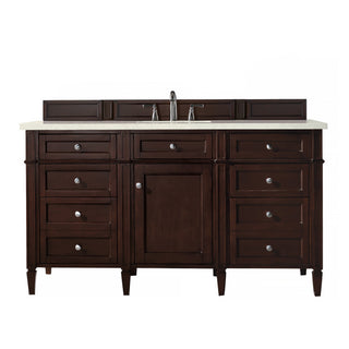 60 Inch Brittany Freestanding Vanity in Burnished Mahogany / Eternal Marfil Top