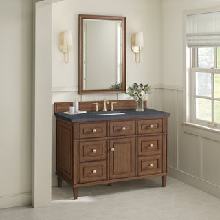 48 Inch Lorelai Freestanding Vanity in Mid-Century Walnut / Charcoal Soapstone Top