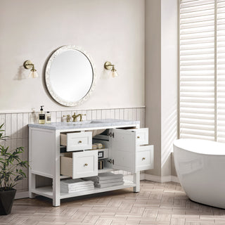 48 Inch Breckenridge Freestanding Vanity in Bright White / Carrara White Top