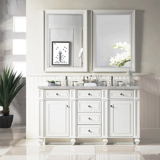 60 Inch Bristol Freestanding Vanity in Bright White / Victorian Silver Top