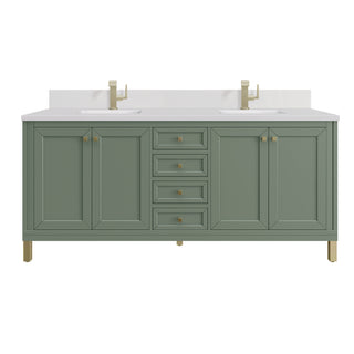 72 Inch Chicago Freestanding Vanity in Smokey Celadon / White Zeus Top