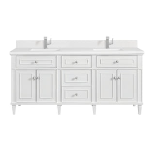 72 Inch Lorelai Freestanding Vanity in Bright White / White Zeus Top