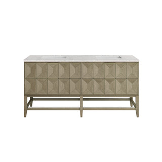 72 Inch Emmeline Freestanding Vanity in Pebble Oak / Eternal Jasmine Pearl Top