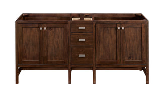 72 Inch Addison Freestanding Vanity in Mid-Century Acacia / White Zeus Top