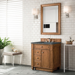 30 Inch Bristol Freestanding Vanity in Saddle Brown / Parisien Bleu Top