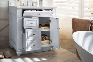30 Inch Bristol Freestanding Vanity in Bright White / Ethereal Noctis Top